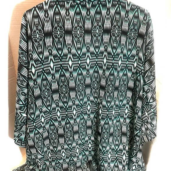 Unique Spectrum 3X Green & Black Print Open Front Kimono Cardigan Plus Size - Picture 3 of 12